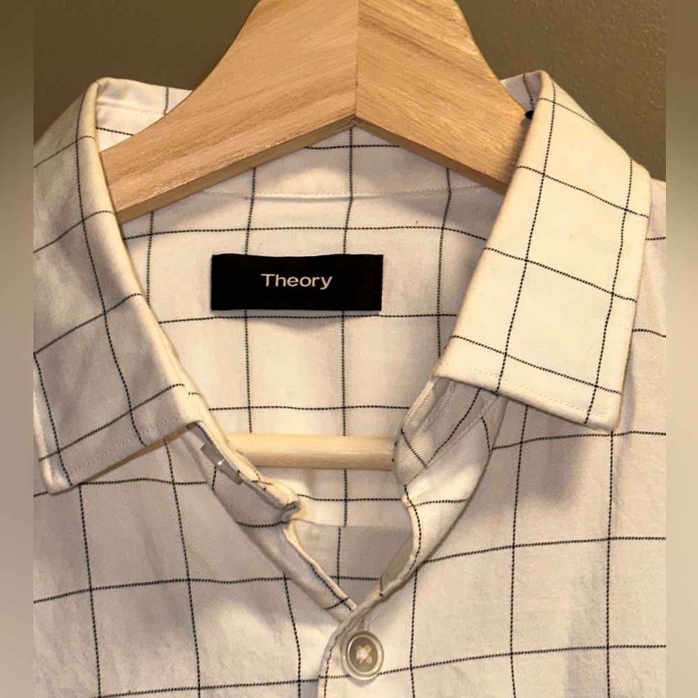Theory Grid Pattern White And Black Button Up Shi… - image 2